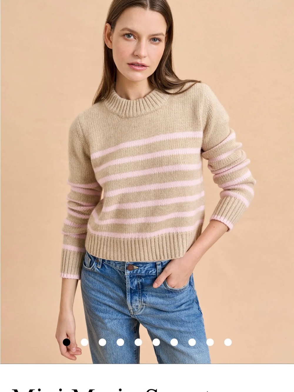 La Ligne Beige/tan/pink striped wool & cashmere sweater M